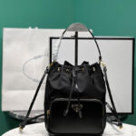 Prada Re-Nylon And Brushed Leather Bag 1BH038 Black